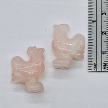 Load image into Gallery viewer, 2 Cute Carved Rose Quartz Rooster Beads