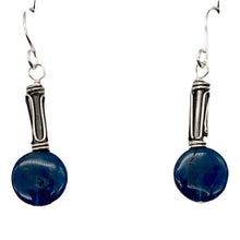 Load image into Gallery viewer, Dazzle Blue Apatite 10mm Coin Sterling Silver Earrings | 1 1/2 Inch Drop |