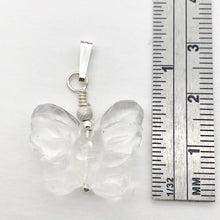 Load image into Gallery viewer, Flutter Carved Quartz Butterfly Sterling Silver Pendant | 1 1/4" Long| Clear | - PremiumBead Alternate Image 5