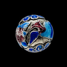 Load image into Gallery viewer, Crane Bird 1 Silver Cloisonne 16mm Round Bead 10591