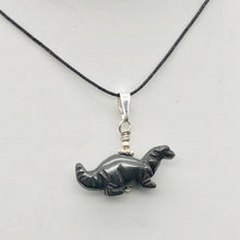 Load image into Gallery viewer, Hematite Diplodocus Dinosaur with Sterling Silver Pendant 509259HMS | 25x11.5x7.5mm (Diplodocus), 5.5mm (Bail Opening), 7/8" (Long) | Grey - PremiumBead Alternate Image 6