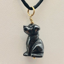Load image into Gallery viewer, Hematite Dog Pendant Necklace | Semi Precious Stone Jewelry | 14k Pendant