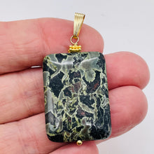 Load image into Gallery viewer, Tsunami Stone 14K Gold Filled Rectangle Pendant | 35x25x7.5mm | Green White | 1