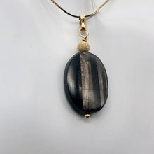 Load image into Gallery viewer, Hypersthene 14k Pendant |1 3/4 inch long | Silver-black | Oval | 14k Pendant