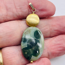 Load image into Gallery viewer, Ocean Jasper 14K Gold Filled Oval Pendant | 2" Long | Green | 1 Pendant |