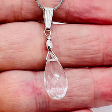 Load image into Gallery viewer, Quartz Sterling Silver Facetted Briolette | 1 1/2" Long | Clear | 1 Pendant |