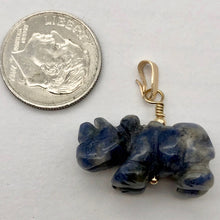 Load image into Gallery viewer, Sodalite Rhinoceros Pendant Necklace|Semi Precious Stone Jewelry|14k gf Pendant - PremiumBead Alternate Image 8