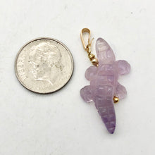 Load image into Gallery viewer, Carved Amethyst Alligator 14Kgf Pendant | 1 1/4 inch long | Purple |