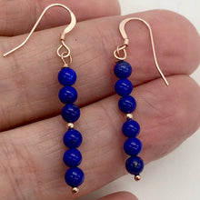 Load image into Gallery viewer, Natural AAA Lapis with 14K Rose Gold Filled Earrings | 1 3/4" Long | Blue |