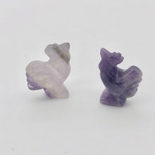 Load image into Gallery viewer, 2 Cute Carved Nartural Amethyst Rooster Beads | 19x13mm | Purple - PremiumBead Primary Image 1