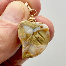 Load image into Gallery viewer, Ocean Jasper Carved Autumn Leaf Bead 14K Gold Filled Pendant | 1 3/4" Long |