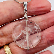 Load image into Gallery viewer, Tourmalated Quartz Beautiful Round Sterling Silver Pendant | 2" Long | Disc |