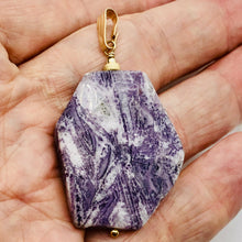 Load image into Gallery viewer, Purple Flower Sodalite 14K Gold Filled Pendant | Purple/White | 2" Long |