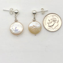 Load image into Gallery viewer, Natural Peach Coin FW Pearl Post Earrings | 1" Long | Peach | 1 Pair |
