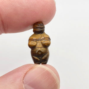 2 Carved Tigereye Goddess of Willendorf Beads | 20x9x7mm | Golden Brown - PremiumBead Alternate Image 5