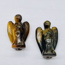 Load image into Gallery viewer, 2 Loving Carved Tigereye Guarding Angel Beads 009284TE | 21x14x8mm | Golden Brown