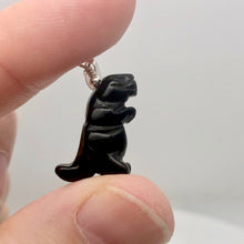 Load image into Gallery viewer, Black Obsidian T- Rex Pendant Necklace|Semi Precious Jewelry| Silver Pendant | - PremiumBead Alternate Image 2