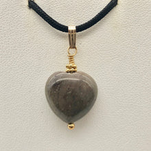 Load image into Gallery viewer, Love! Steel Grey and Black Mookaite 14kgf Heart Pendant 504891C - PremiumBead Alternate Image 2