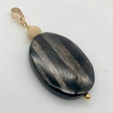 Load image into Gallery viewer, Hypersthene 14k Pendant |1 3/4 inch long | Silver-black | Oval | 14k Pendant