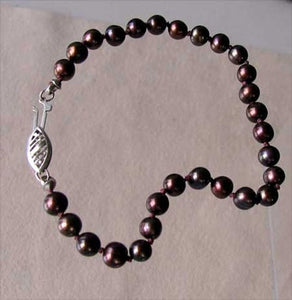 Chocolate Pearl & Silver 7" Bracelet 9916I - PremiumBead Primary Image 1