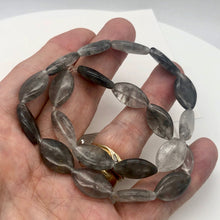 Load image into Gallery viewer, Misty Grey Tourmalated Quartz Bead Strand | 20mm | Grey | Flat Oval | 21 Beads | - PremiumBead Alternate Image 4