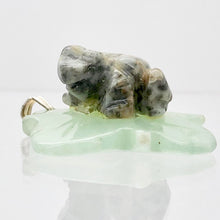 Load image into Gallery viewer, Ribbit 1 Lapis Frog On Aventurine Lily pad Pendant | 28x28.5x11mm | Blue