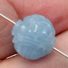 Load image into Gallery viewer, Aquamarine AAA Intricately Carved Round Bead | 12mm | Blue | 1 Bead |
