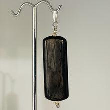 Load image into Gallery viewer, Hypersthene, Flat Rounded Rectangle Dangle Pendant| 2 1/2 ' Long | Black/Silver|