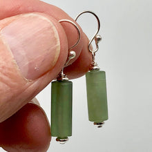 Load image into Gallery viewer, Lovely Frosted Nephrite Jade and Sterling Silver Dangle Earrings | Handmade |