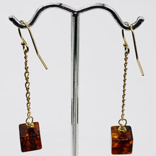 Load image into Gallery viewer, Amber 14K Gold Filled Cube Bead Earrings | 2 1/2" Long | Red | 1 Pair |