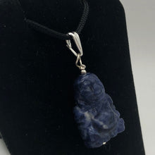 Load image into Gallery viewer, Namaste Hand Carved Sodalite Buddha and Sterling Silver Pendant, 1.5" Long - PremiumBead Alternate Image 10