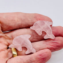 Load image into Gallery viewer, Jumping 2 Carved Rose Quartz Dolphin Beads | 25x11x8mm | Pink