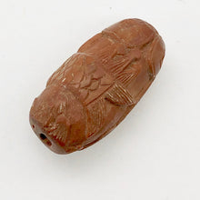 Load image into Gallery viewer, Hot Carved Swimming Fish Boxwood Ojime Netsuke Bead | 27x14mm | Brown