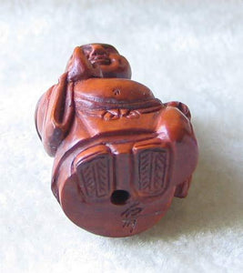 Sacred Hand Boxwood Blessing Buddha Ojime/Netsuke Bead | 29x15x15mm | Brown - PremiumBead Alternate Image 3