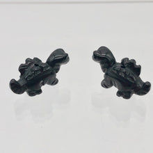 Load image into Gallery viewer, 2 Obsidian Dinosaur Stegosaurus Beads | 21x11x8mm | Black and Silver - PremiumBead Primary Image 1