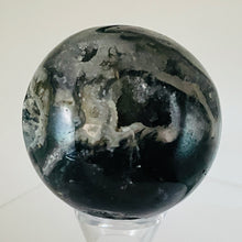 Load image into Gallery viewer, Moss Agate Druzy Quartz Crystal Meditation Sphere | 62mm | Green/White | 1 |