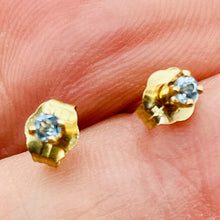 Load image into Gallery viewer, Aquamarine 14K Gold Stud Round Earrings | 2mm | Aqua | 1 Pair |