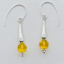 Load image into Gallery viewer, Amber Sterling Silver Bead Earrings | 1 1/2" Long | Yellow | 1 Pair |