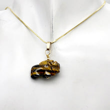 Load image into Gallery viewer, Tiger's Eye Bison Pendant Necklace | Semi Precious Stone Jewelry | 14k Pendant