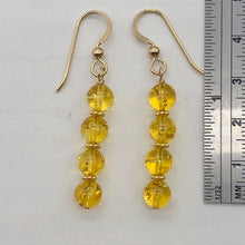 Load image into Gallery viewer, Amber 4 Bead 14K Gold Filled Drop/Dangle Earrings | 2" Long | Yellow | 1 Pair |