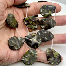 Load image into Gallery viewer, Green Peridot Jasper Wavy Briolette Pendant Bead Strand | 31x23x5.5mm | - PremiumBead Alternate Image 3