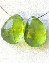 Load image into Gallery viewer, Gem! Faceted Untreated Peridot Briolette Beads Matched Pair | 10x7x5mm | 5.1tcw|