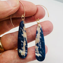 Load image into Gallery viewer, Sodalite 14K Gold Filled Teardrop Earrings | 3" Long | Blue/Pink | 1 Pair |