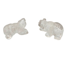 Load image into Gallery viewer, 2 Hand Carved Natural Quartz Bear Beads | 20x13x9.5mm | Clear