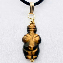 Load image into Gallery viewer, Hand Carved Tigereye Goddess of Willendorf 14Kgf Pendant |1.5 "Long | Goddess | - PremiumBead Alternate Image 4