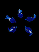 Load image into Gallery viewer, 5 Hand Made Glass Lampwork Blue Dolphin Beads 9497