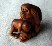 Load image into Gallery viewer, No Evil Carved & Signed Boxwood Monkey Ojime/Netsuke Bead - PremiumBead Primary Image 1