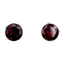 Load image into Gallery viewer, January 5mm Created Garnet &amp; Silver Earrings 10147A

