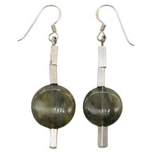 Load image into Gallery viewer, Unique Labradorite Disc and Sterling Silver Earrings 300015