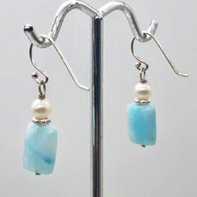 Load image into Gallery viewer, Hemimorphite Pearl Sterling Silver Bead Drop/Dangle Earrings | 1 " Long | Blue |
